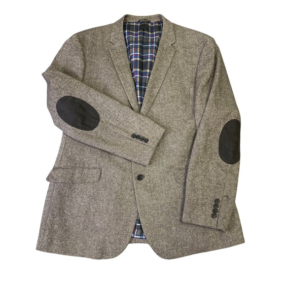 U.S. Polo Assn. Other - US Polo Assn Elbow Patch Tweed Jacket Blazer Mens Sz 50L Tan Hopsack Wool Blend